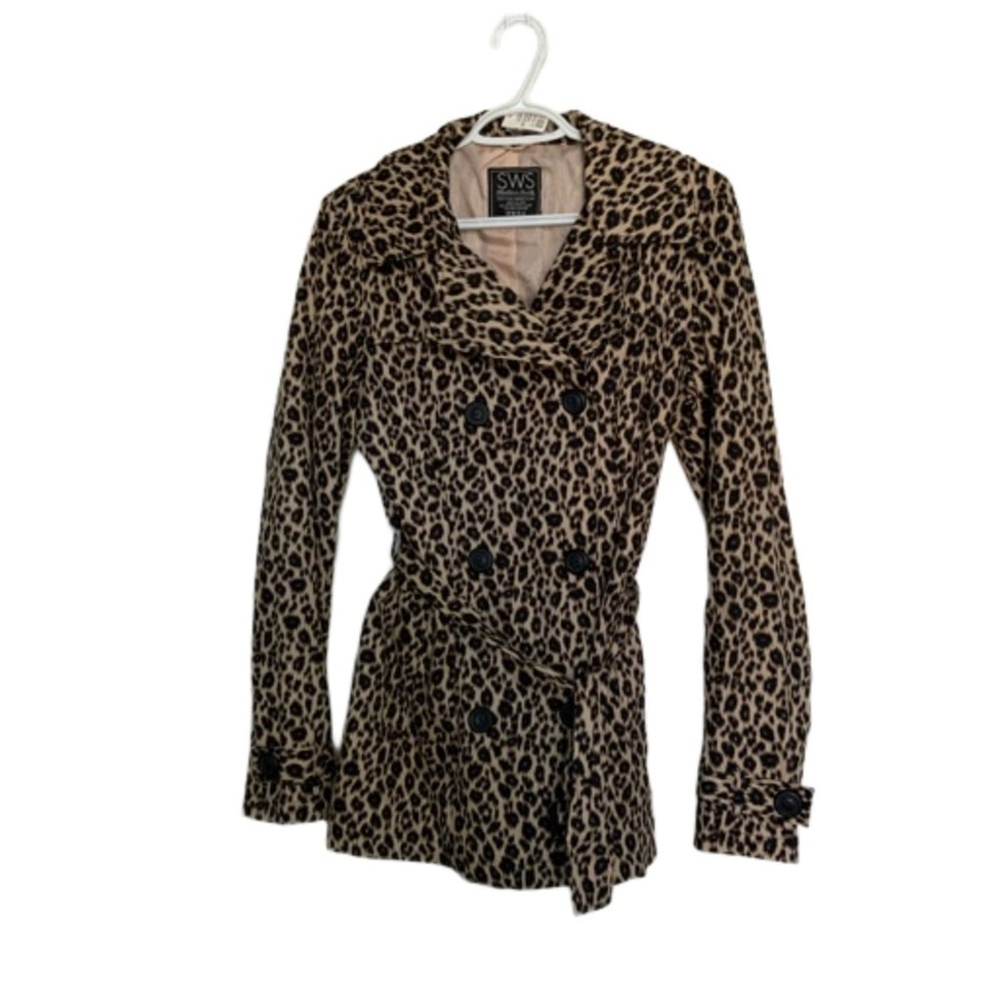 NWT SWS Streetwear Society Leopard Print Trench Coat small